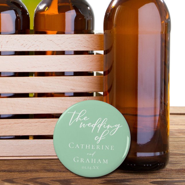 Chic Mint Green White Spring Custom Wedding Flaschenöffner (Von Creator hochgeladen)