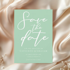 Chic Mint Green White Typografy Spring Save The Date