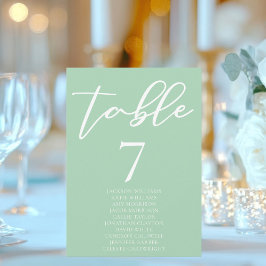 Chic Mint Green White Wedding Table Card mit Namen