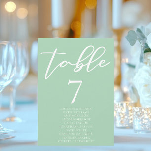 Chic Mint Green White Wedding Table Card mit Namen