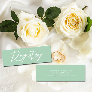 Chic Mint Green White Wedding Website Mini Visitenkarte