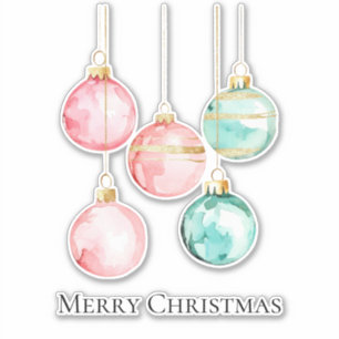 Chic Mint Pink Gold Weihnachtsschmuck Aufkleber