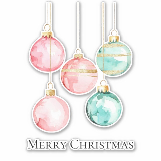 Chic Mint Pink Gold Weihnachtsschmuck Aufkleber (Vorderseite)