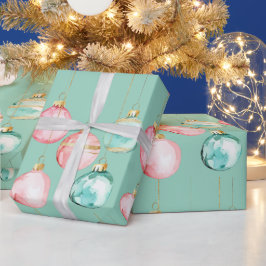 Chic Mint Pink Gold Weihnachtsschmuck Geschenkpapier