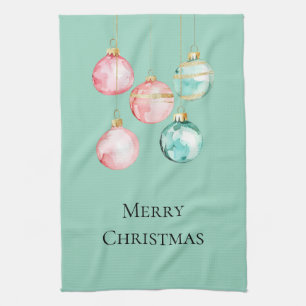 Chic Mint Pink Gold Weihnachtsschmuck Geschirrtuch