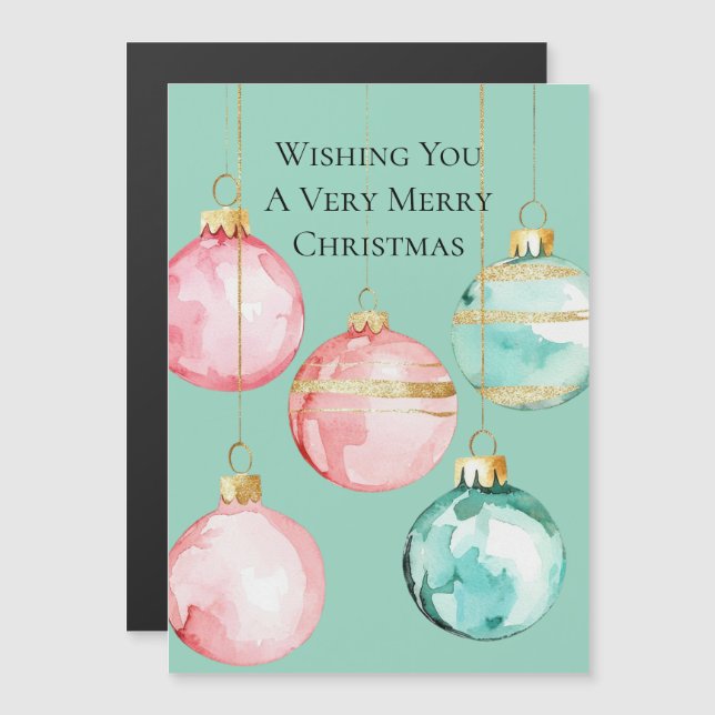 Chic Mint Pink Gold Weihnachtsschmuck Magnetkarte (Vorne/Hinten)