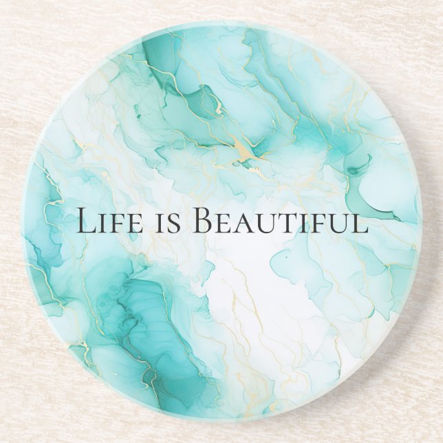 Chic Mint White Gold Brautparty Getränkeuntersetzer (Vorne)