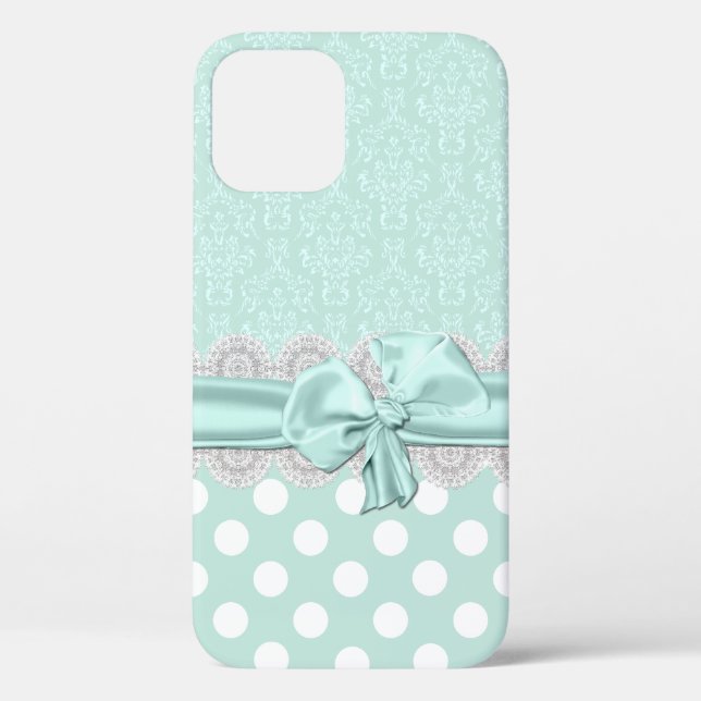 Chic Mintgrün Damast iPhone Case-Mate iPhone Hülle (Rückseite)