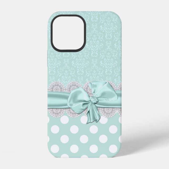 Chic Mintgrün Damast iPhone Hülle (Rückseite)