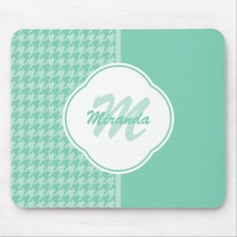 Chic Minze Green Hahnentrittmuster mit Monogramm u Mousepad