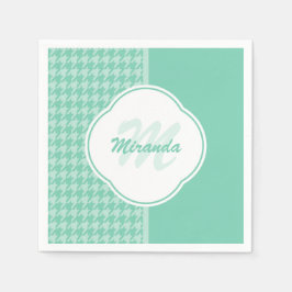 Chic Minze Green Hahnentrittmuster mit Monogramm u Serviette