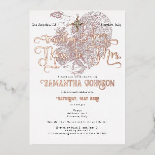 Chic Miss zu Mrs. Kristall Reiseplan Brautparty Folieneinladung