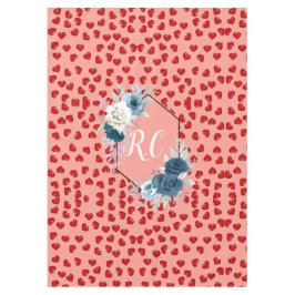 Chic mit Monogramm blaue Blume mit rosa Tischdecke
