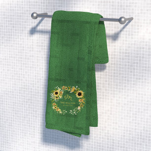 Chic mit Monogramm erste moderne Bauernhaus grün Badhandtuch Set