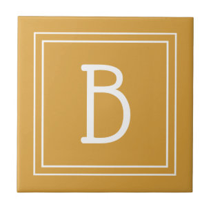 Chic Mit Monogramm Golden Yellow & White Initial Fliese