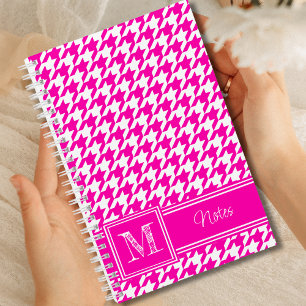 Chic Mit Monogramm Pink Hahnentrittmuster Bullet Notizbuch