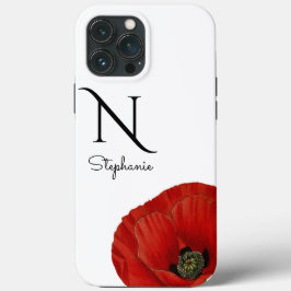 Chic Mit Monogramm Red Poppy auf White Case Mate