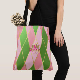 Chic Mit Monogramm Rosa und grüne Raute