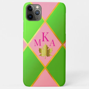 Chic Mit Monogramm Rosa und grüne Raute Case-Mate iPhone Hülle