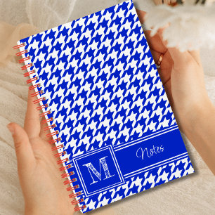 Chic Mit Monogramm Royal Blue Hahnentrittmuster Bu Notizbuch