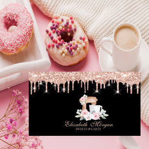 Chic Mixer Blumen Rose Gold Tropfen Bäckerei Visitenkarte