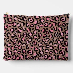 Chic mocha mousse rosa schwarzes Leopardenmuster Zubehörtasche