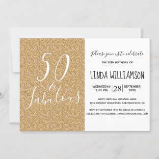Chic Modern 50 Fabulous Gold Glitzer 50. Geburtsta Einladung