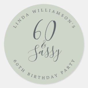Chic Modern 60 Sassy Pastel Green 60. Geburtstag Runder Aufkleber
