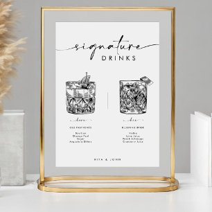 Chic Modern Bar Signature Drinks Hochzeitszeichen Poster