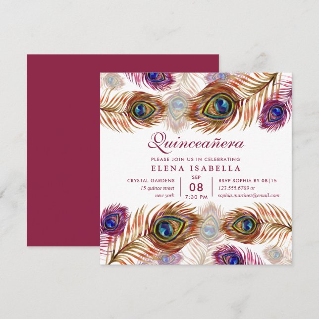 Chic Modern Barock 15. Geburtstag Quinceanera Einladung (Vorne/Hinten)