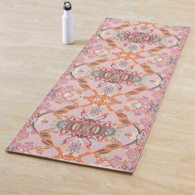 Chic Modern Barock Muster in Pink Orange Lila Yogamatte (Beispiel)