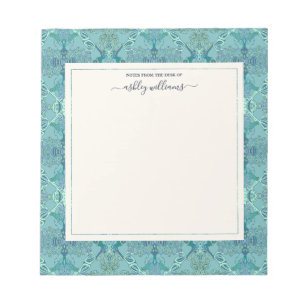 Chic Modern Baroque Muster Blue Shades Notizblock