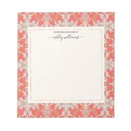 Chic Modern Baroque Muster Red Orange Elfenbein Notizblock