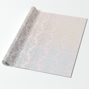 Chic Modern Beauty Silver Nacre Damask Muster Geschenkpapier
