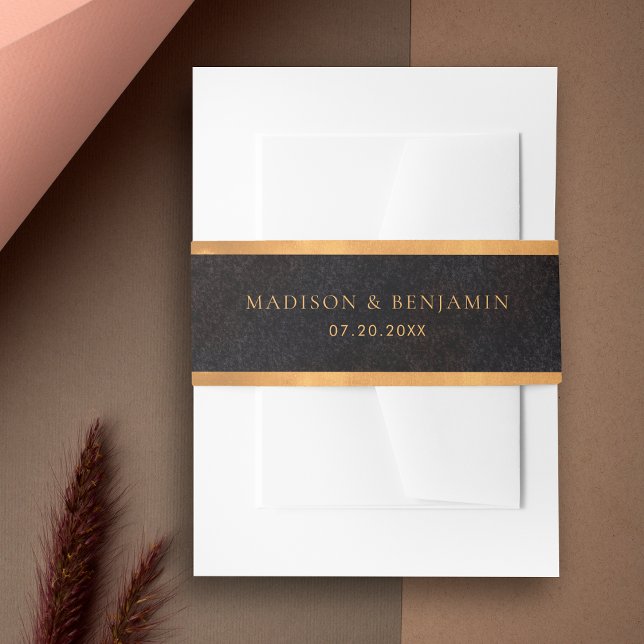 Chic Modern Black and Gold Diamond Elegante Hochze Einladungsbanderole (Von Creator hochgeladen)