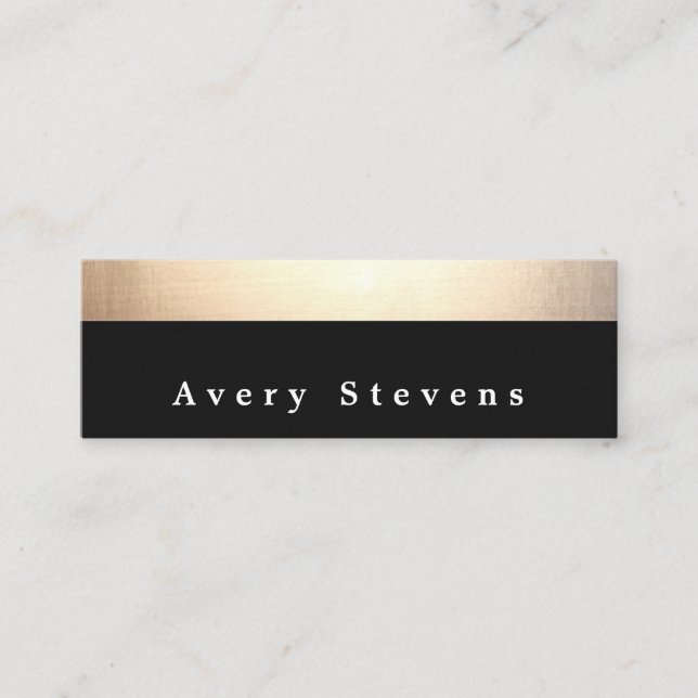 Chic Modern Black and Gold Streifen Mini Visitenkarte (Vorderseite)
