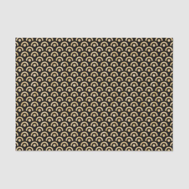 Chic Modern Black Gold Geometric Muster Seidenpapier (Vorderseite)