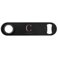 Chic Modern Black Rose Gold Monogram Script