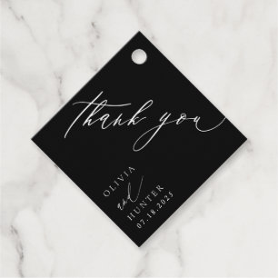 Chic Modern Black & White Wedding Geschenkanhänger