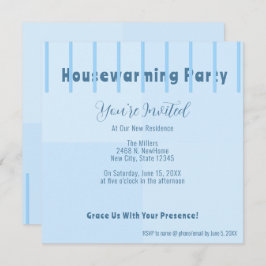 Chic Modern Blue Fence Housewarming Party laden ei Ankündigung