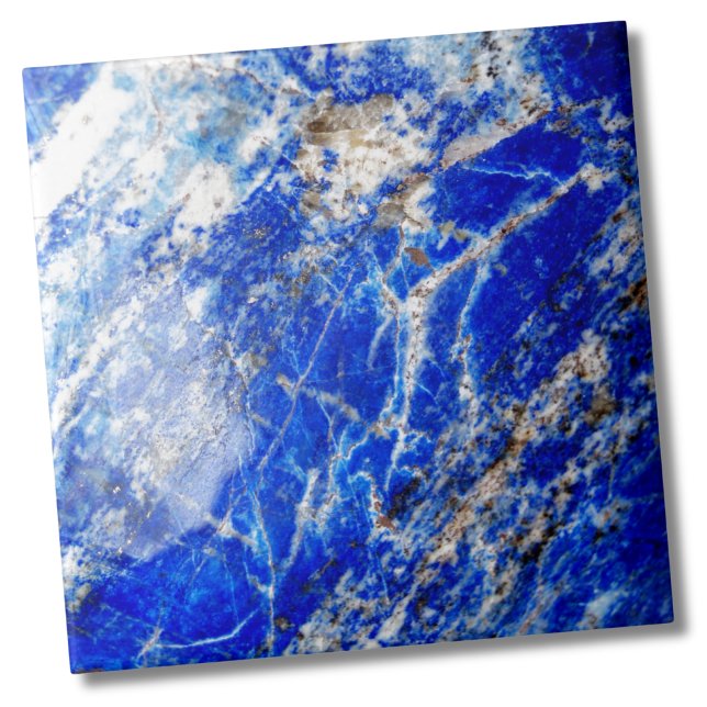 Chic Modern Blue Marble Stone Fliese (Trendy Stylish Vibrant Mineral Deep Blue Stone Tile)
