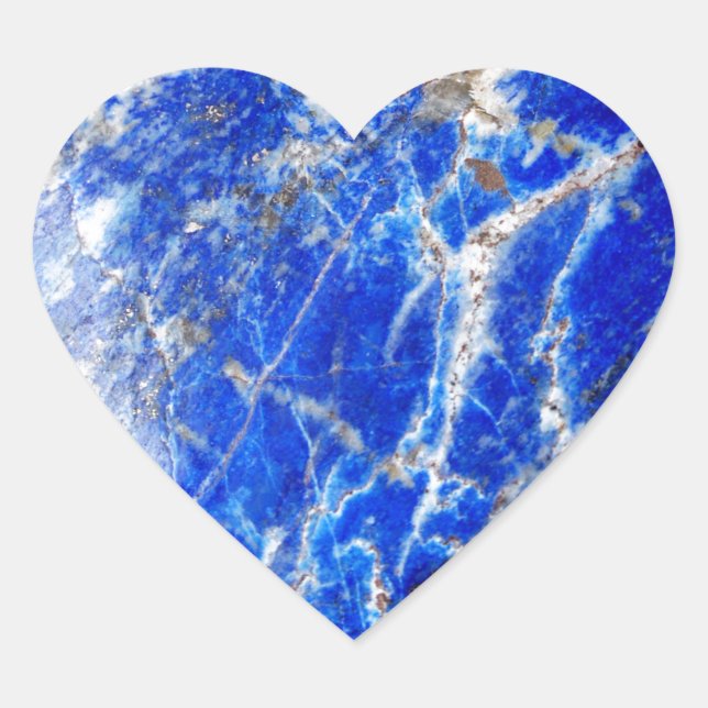Chic Modern Blue Marble Stone Herz-Aufkleber (Vorderseite)