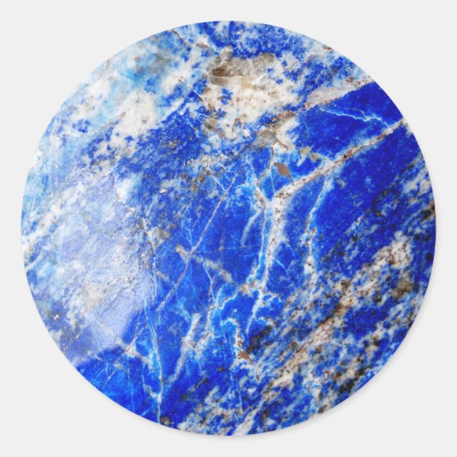 Chic Modern Blue Marble Stone Runder Aufkleber (Vorderseite)