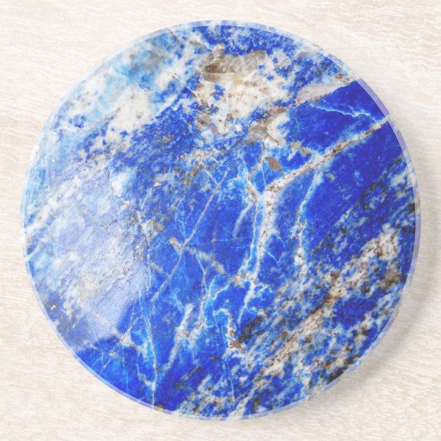 Chic Modern Blue Marble Stone Sandstein Untersetzer (Vorne)