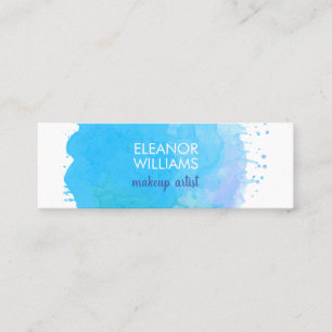 Chic Modern Blue Watercolor Blot Square Mini Visitenkarte