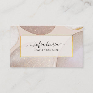 Chic Modern Blush Gold Glitzer Juwelen Visitenkarte