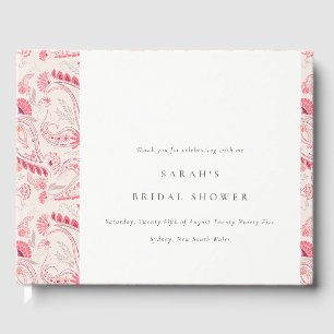 Chic Modern Blush Paisley Typografy Brautparty Gästebuch