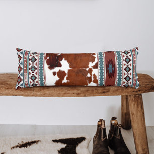 Chic Modern Boho Western Cowhide Seitenschläferkissen