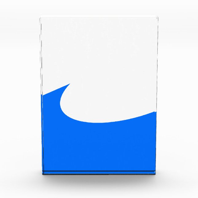Chic Modern Bright Blue Wave White Background Fotoblock (Vorderseite)