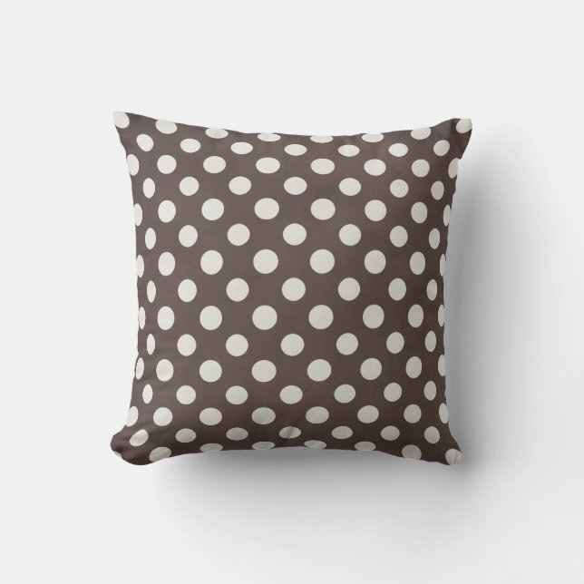 Chic Modern Brown White Polka Dot Muster Kissen (Vorderseite)